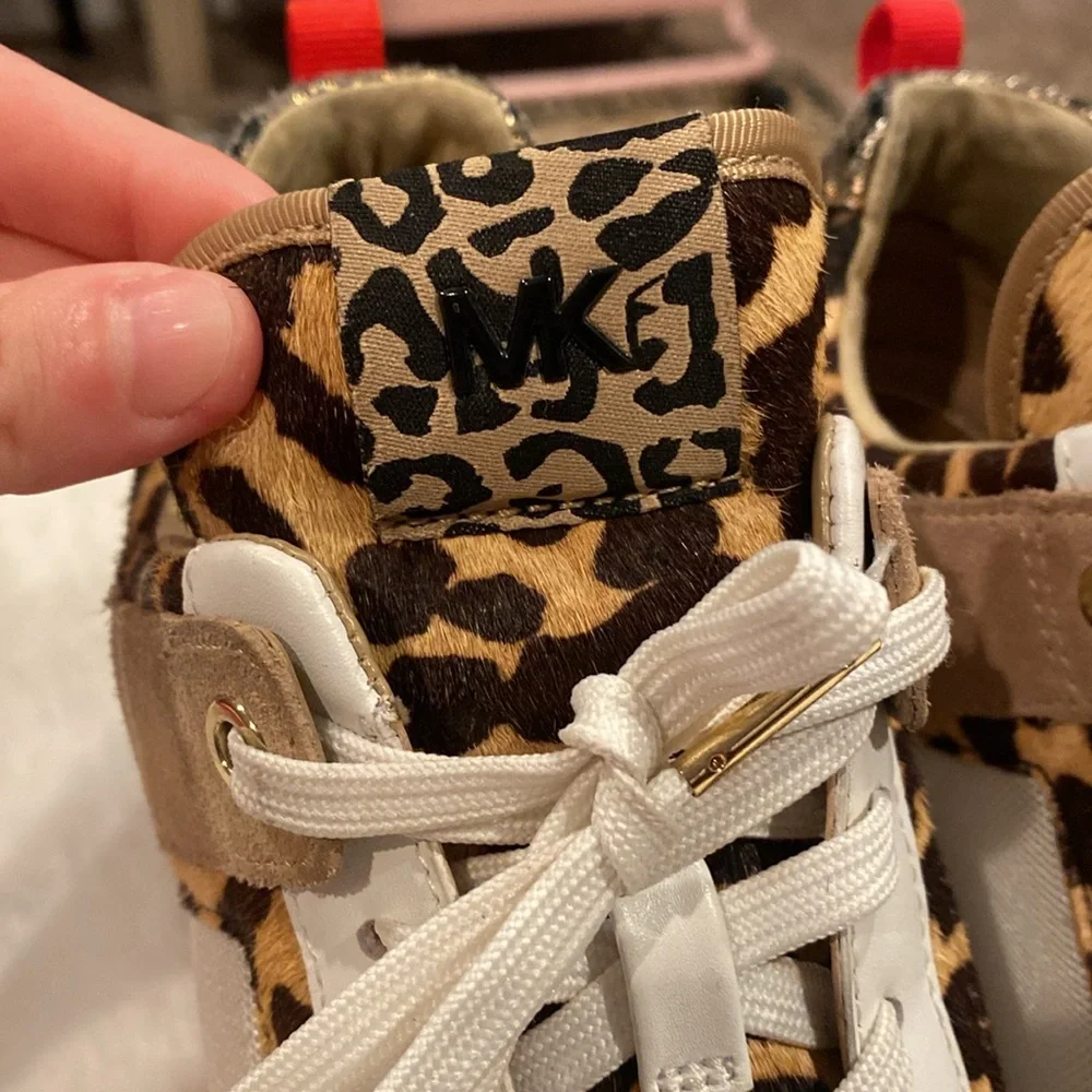 Michael kors wedge Georgie sneakers leopard and white with gold and red accents - Picture 17 of 17